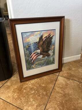 Dimensions Gold Collection Cross Stitch FLIGHT OF FREEDOM Rare Eagle Flag, With